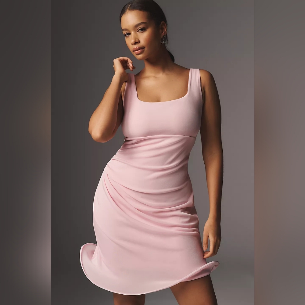 Anthropologie Mare Mare Sleeveless Square-Neck Mini Dress Soft Pink, Size M